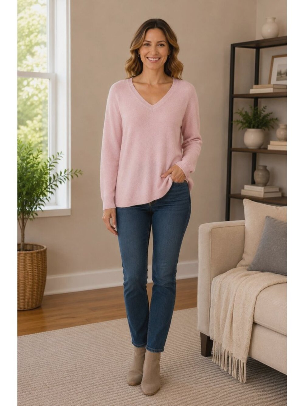 Vintage Charter Club Luxury Pink Long Sleeve Cashmere Sweater XL